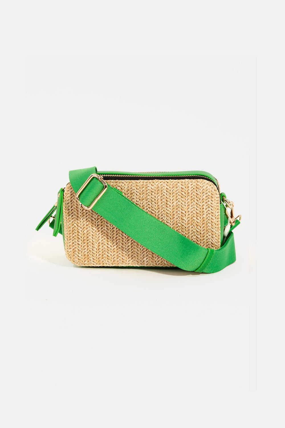 Fame Straw Contrast Crossbody Bag