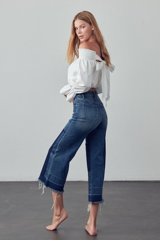 Mid Rise Crop Flare Jeans