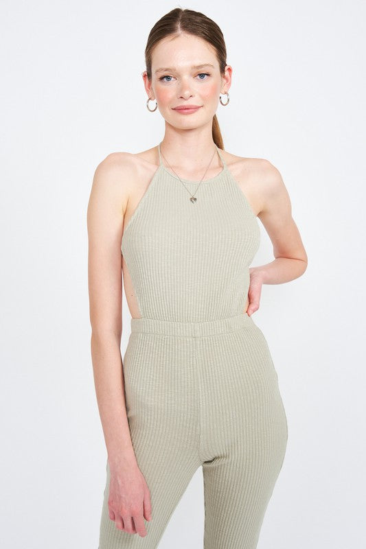 HALTER NECK JUMPSUIT WITH OPEN BACK