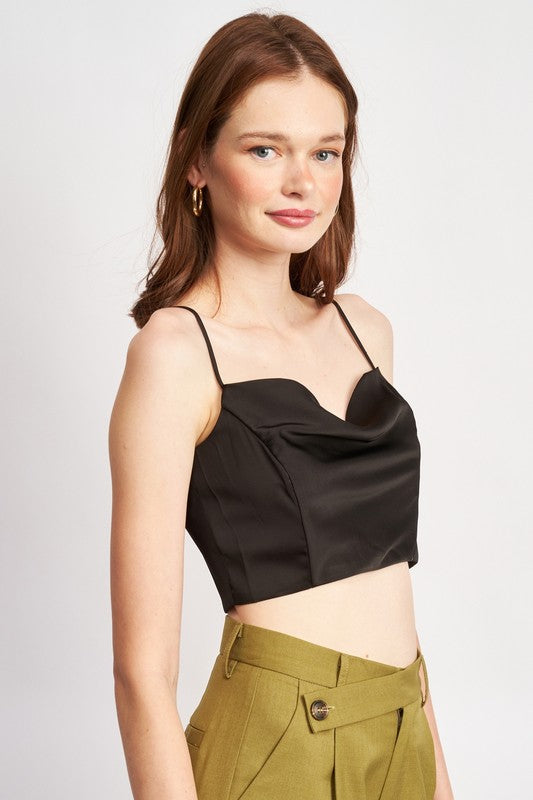 COWL NECK SATIN BUSTIER