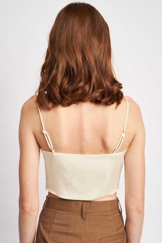 COWL NECK SATIN BUSTIER