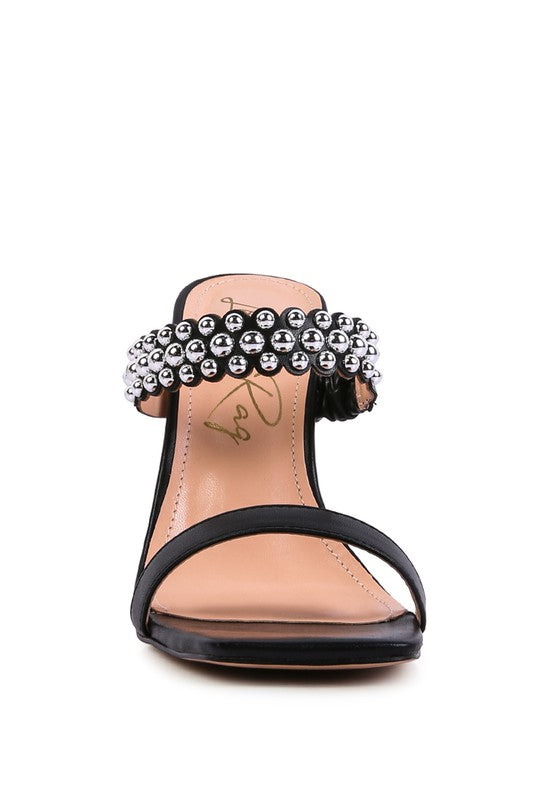 BANDY HIGH HEEL METAL BALL SANDALS