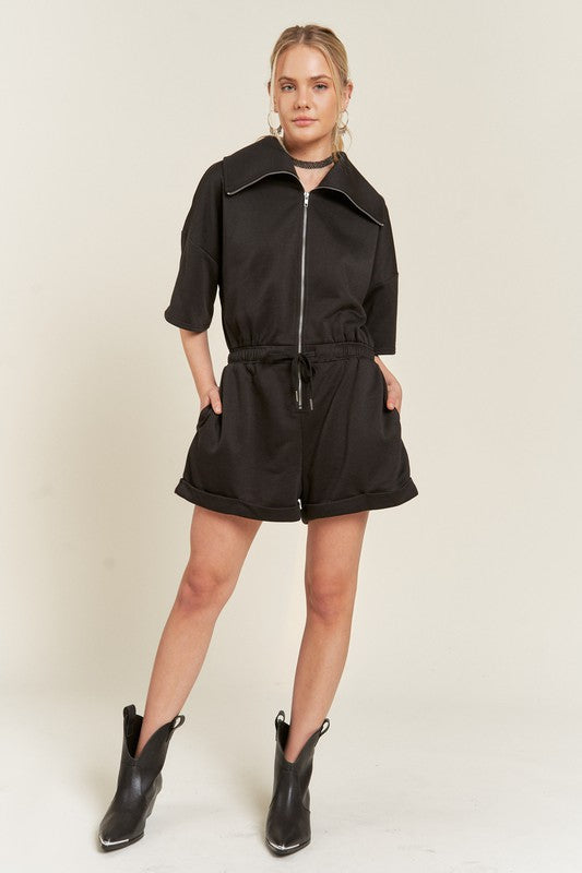 TERRY ZIP FRONT ROMPER