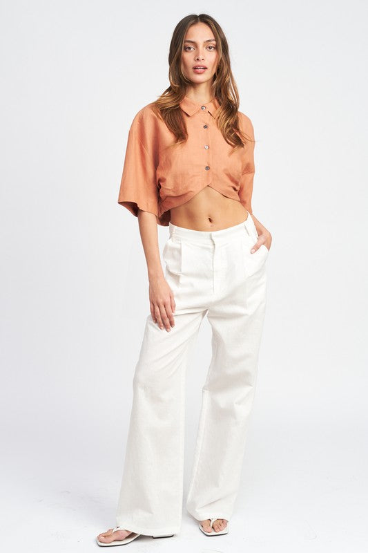 WIDE SLEEVE CROPPED TOP