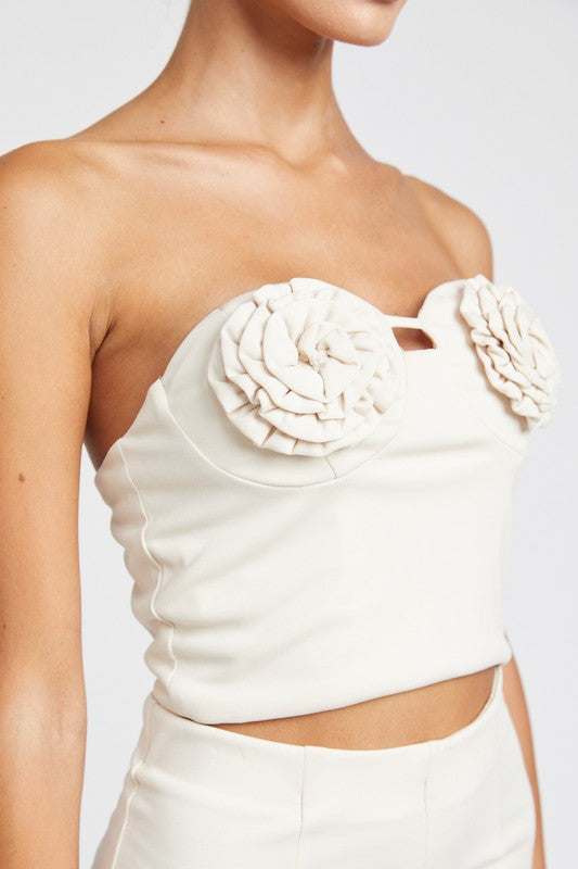 ROSETTE BUSTIER TOP