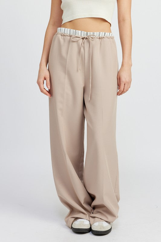 DOUBLE WAIST STREUIGHT LEG PANTS