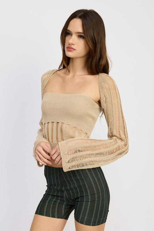 OPEN KNIT SHRUG