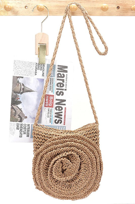 Faux Straw Large Flower Swing Crossbody Bag